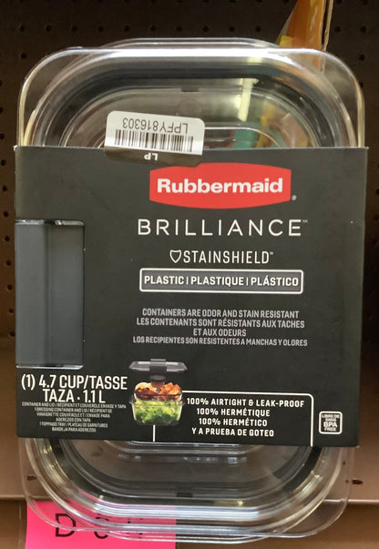 Rubbermaid 4.7 Cup Brilliance Food Storage Container
5pc Set