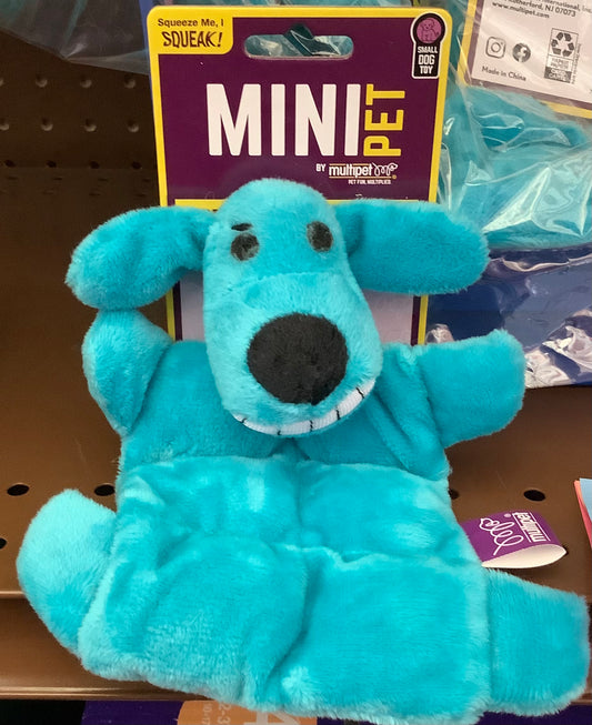 Multipet Mini Loofa Squeaker Mat Dog Toy - Blue - 6"