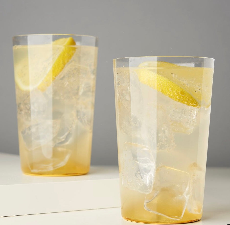 Viski Gold Accent Tumblers Set of 2 - Cocktail Glasses, Highball Glass Set - 14 oz - CLEARANCE