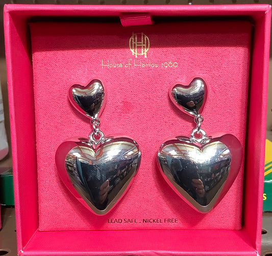 House Of Harlow 1960 Chunky 3-D Heart Drop Earrings