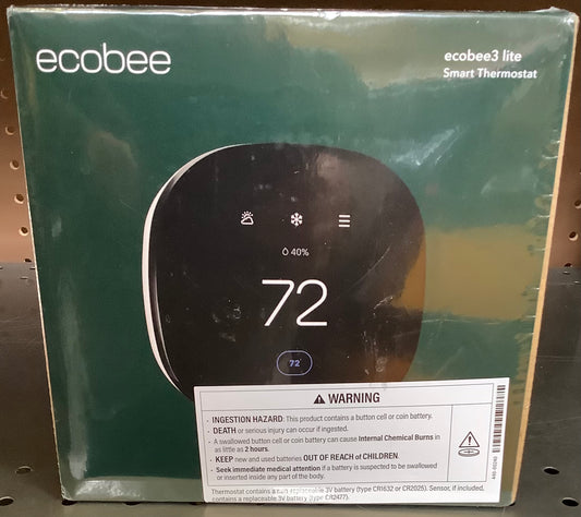 ecobee 3 Lite Smart Thermostat: Energy Star Certified, 4" x 4" x 0.8", Plastic, 1.23 Ibs