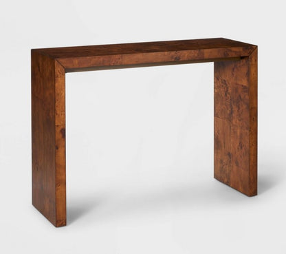 Ogden Burled Wood Console Table Dark Brown (FA) - Boxed