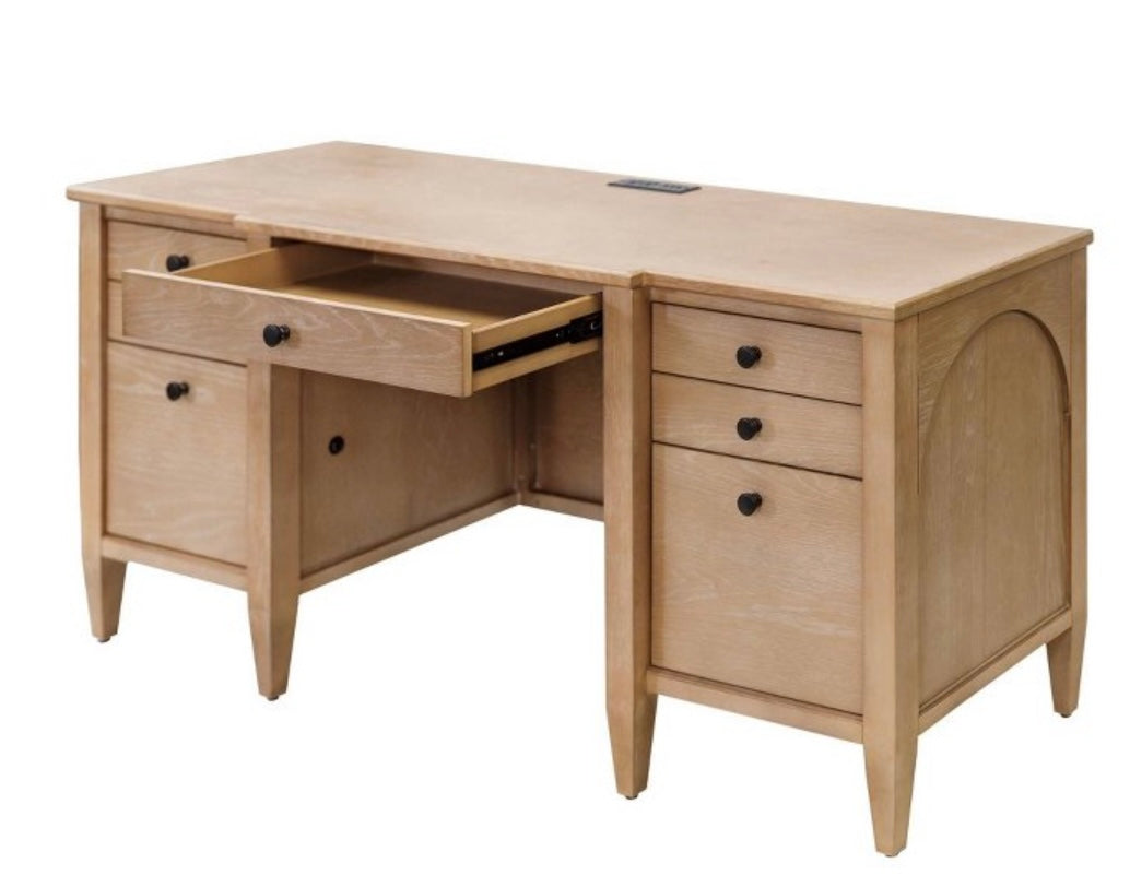 Modern Wood Credenza Wood Office Desk Laurel Collection Light Brown -Martin Furniture Boxed