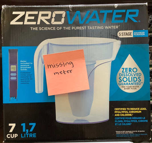 MISSING METER!!!!!! AS IS !!! ZeroWater 7 Cup Pitcher with Ready-Pour + Free Water Quality Meter: BPA-Free, Built-In TDS Meter, Filters Lead &
Chlorine