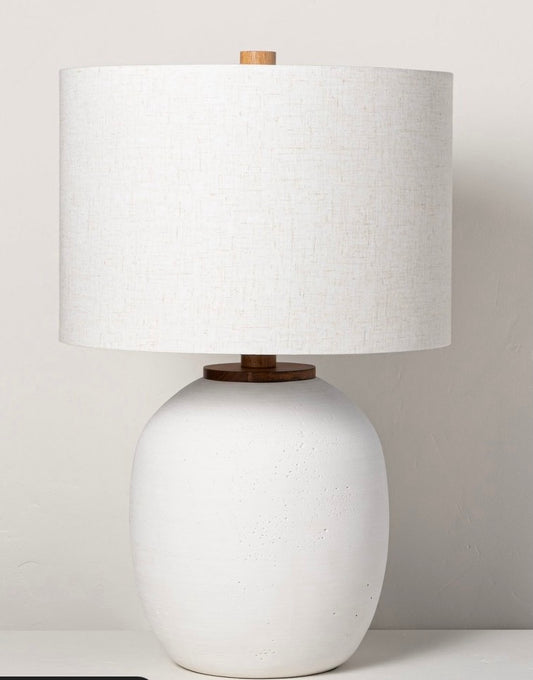 Resin Table Lamp (Includes LED Light Bulb) White