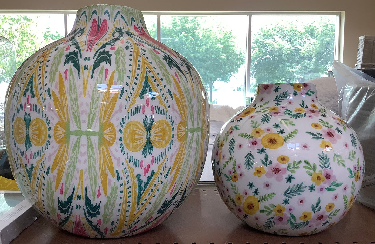 13"H Sullivans Abstract Floral Vase Set of 2, Multicolored