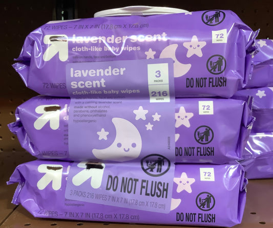 Lavender Scent Baby Wipes - 3 Packs - 216 Wipes