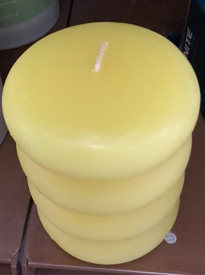 Shaped Pillar Candle Stacked Yellow - CLEARANCE