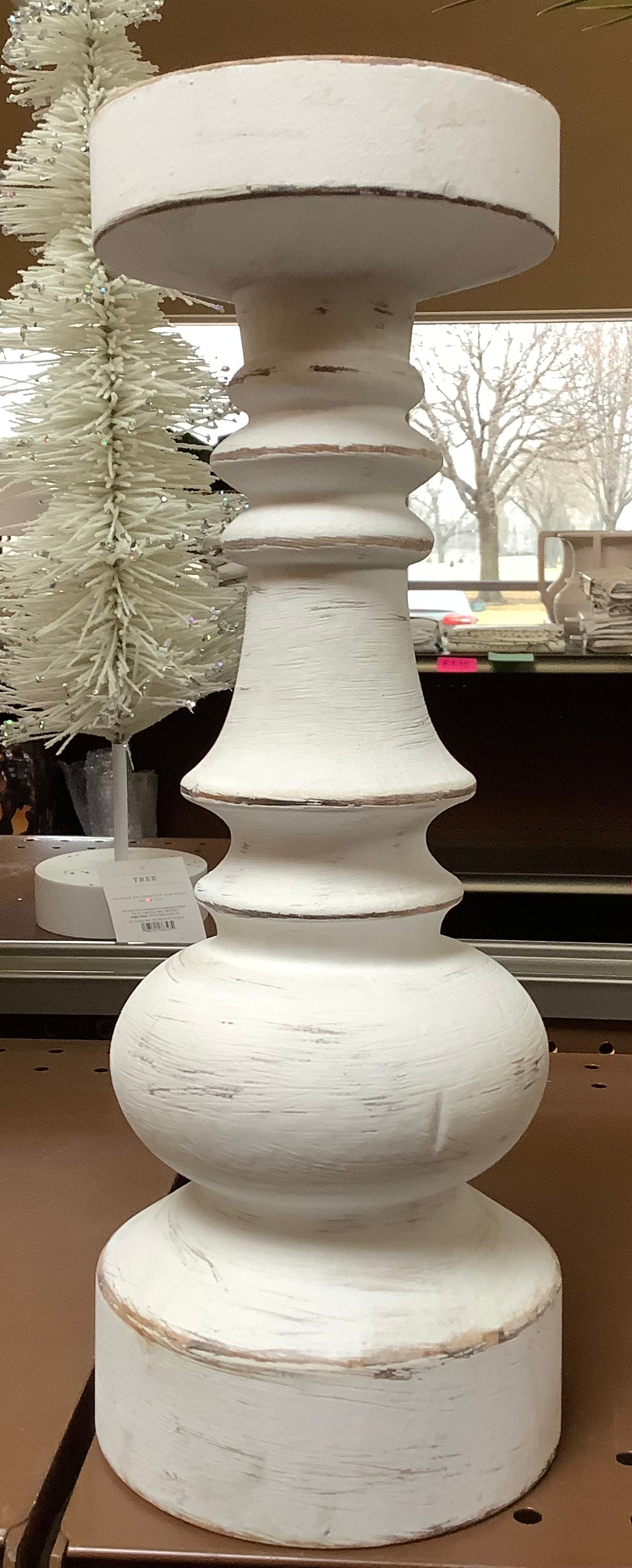 Large Candle Wood Pillar Candle Holder