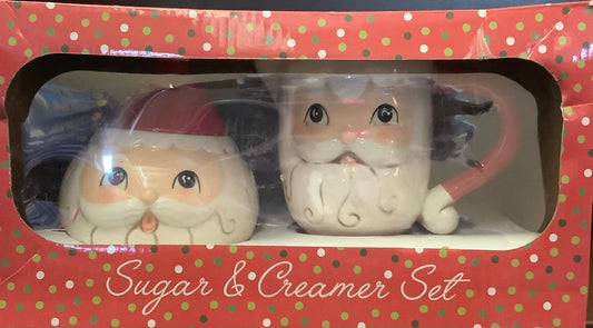 DAMAGED BOX!!! AS IS!!!! Magenta Home Christmas Santa Claus Sugar & Creamer Set