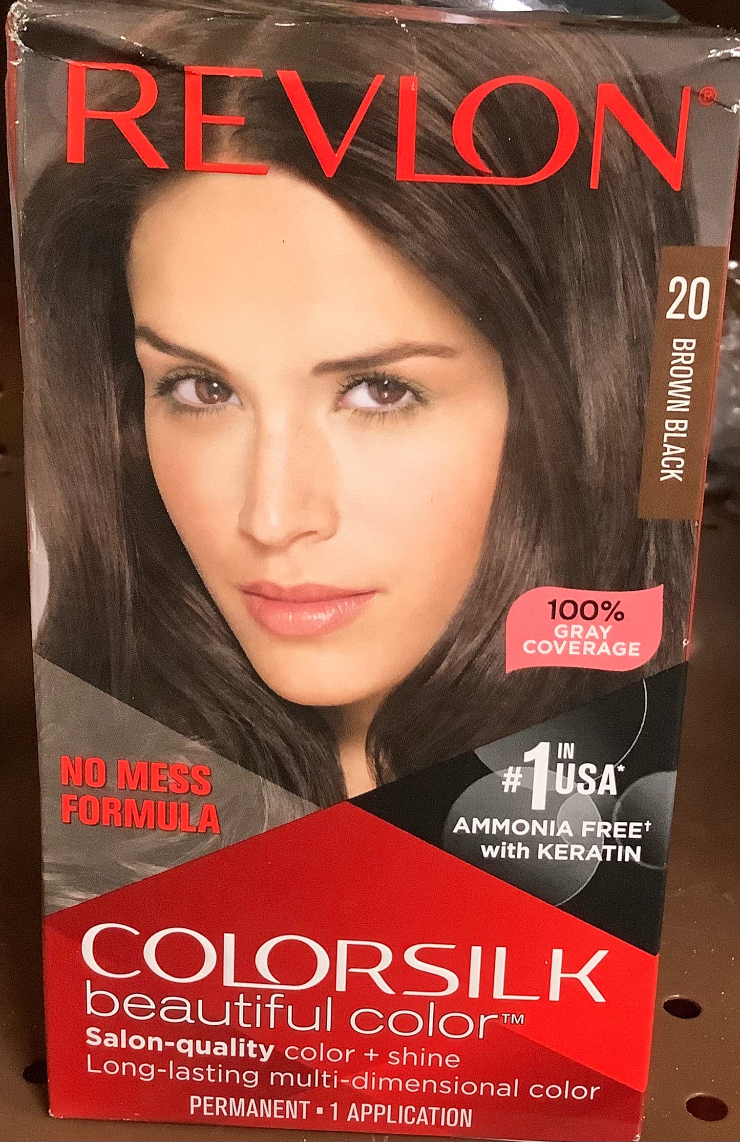 Revlon ColorSilk Beautiful Color 100% Gray Coverage
Ammonia-Free Permanent Hair Color - 020 Brown Black - 4.4
fl oz