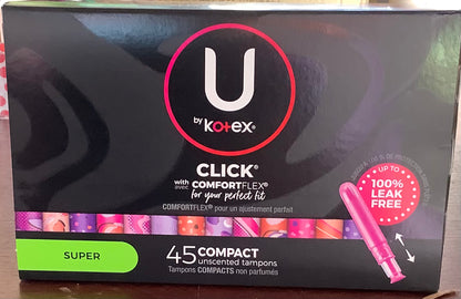 U by Kotex Click Compact Tampons - Super - Unscented
- 45ct