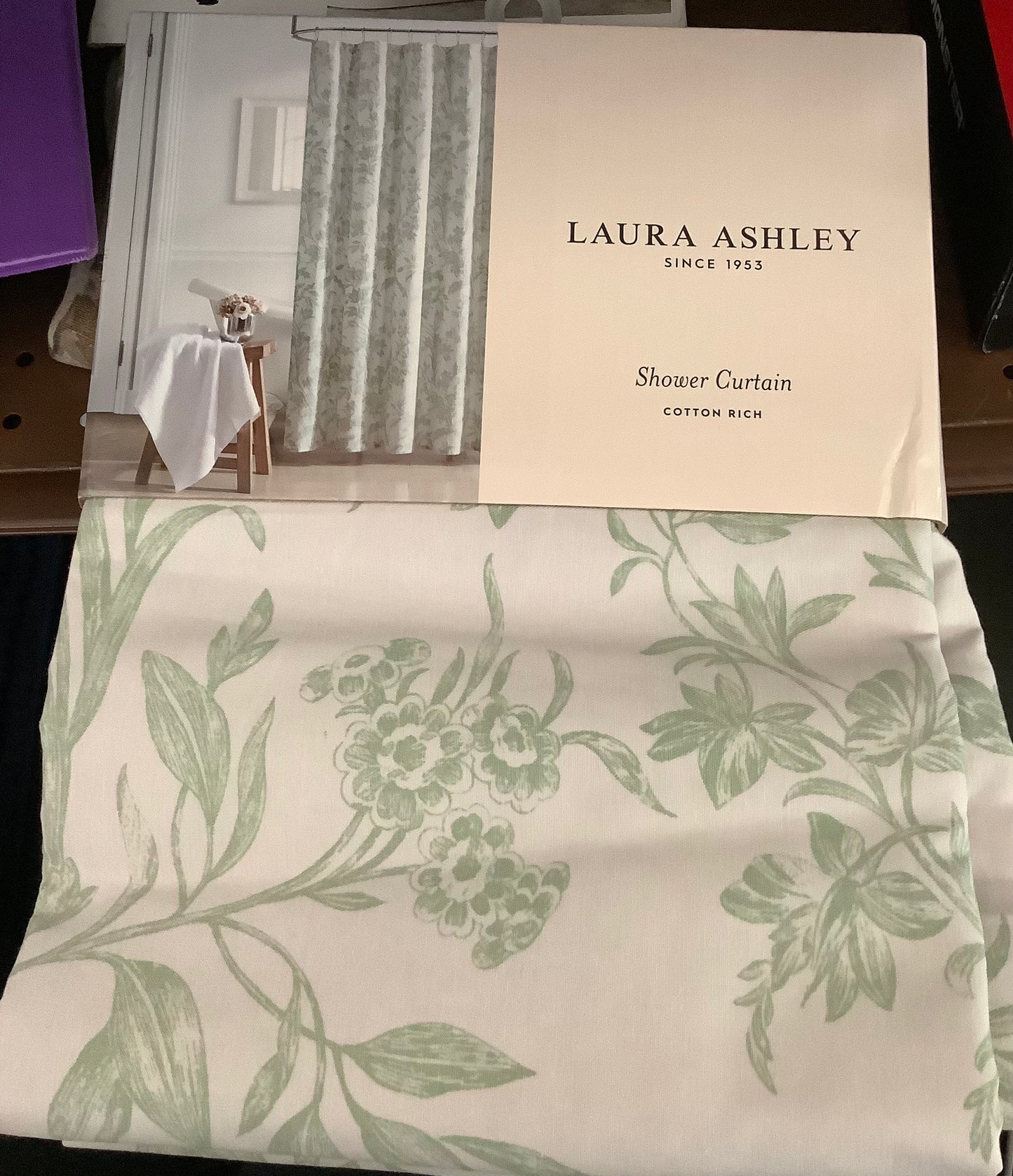 Laura Ashley Natalie Cotton Floral Single Shower Curtain