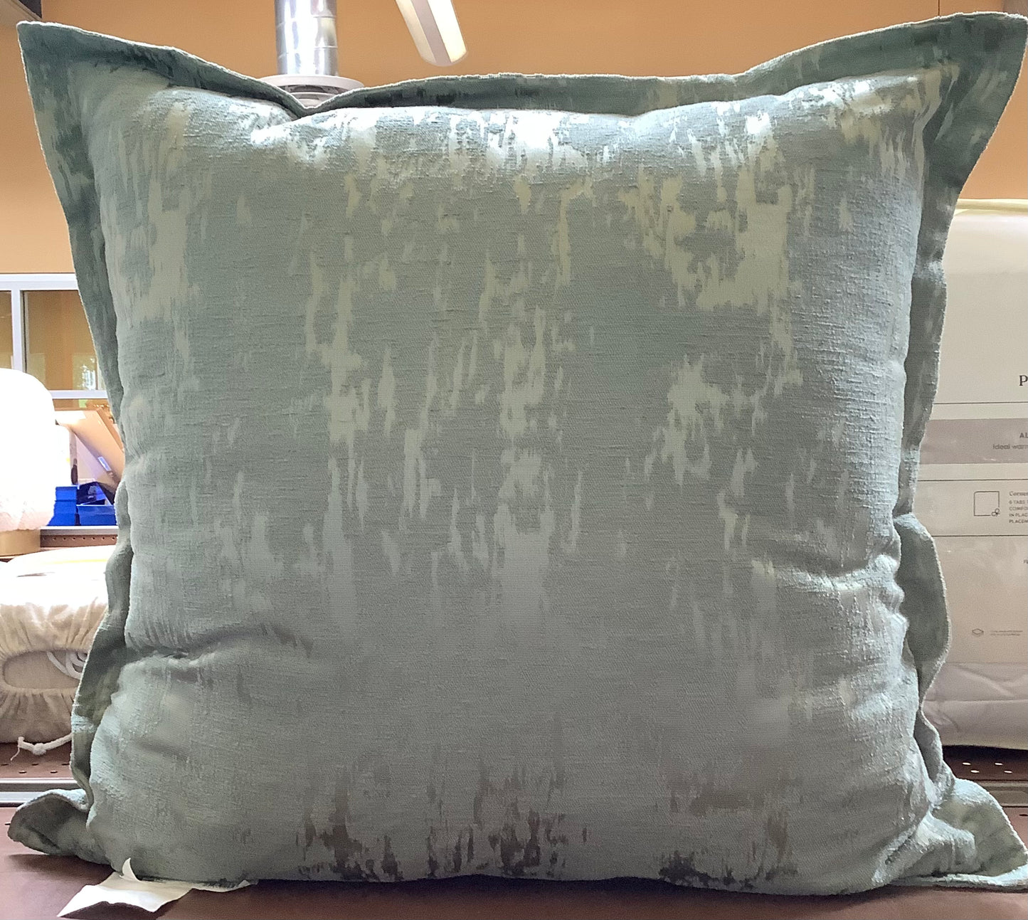 Oversized Velvet Jacquard Square Throw Pillow Teal Green