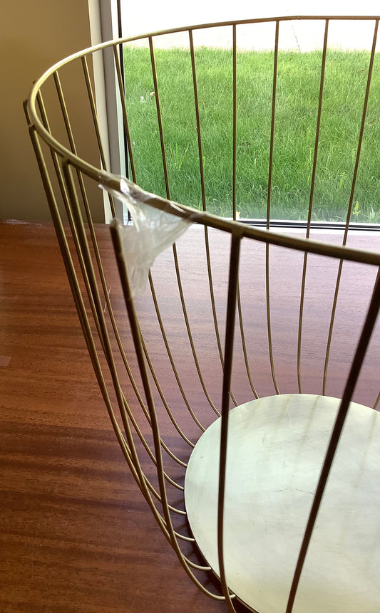 Large Metal Wire Basket Gold BROKEN WIRE SEE PICTURE