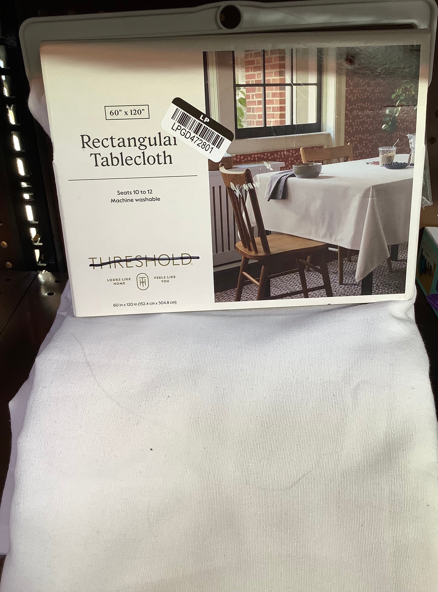 120" x 60" Solid Tablecloth White