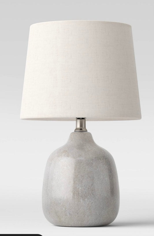 17.5"x11" Assembled Ceramic Table Lamp Gray(SMALL CHIP)