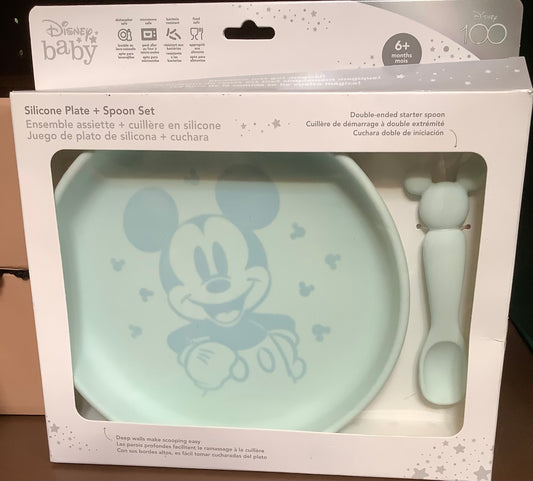 Disney Bumkins 2pc Disney Mickey Mouse Dinnerware Set - Light Blue