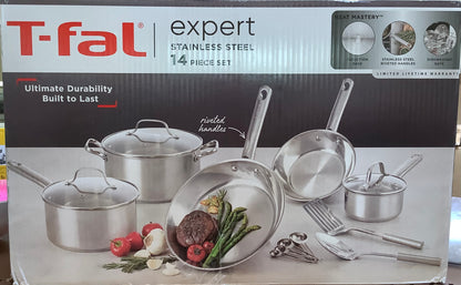 MISSING A FEW PIECES!!!!T-fal 14pc Performa Stainless Steel Cookware Set Silver AS IS