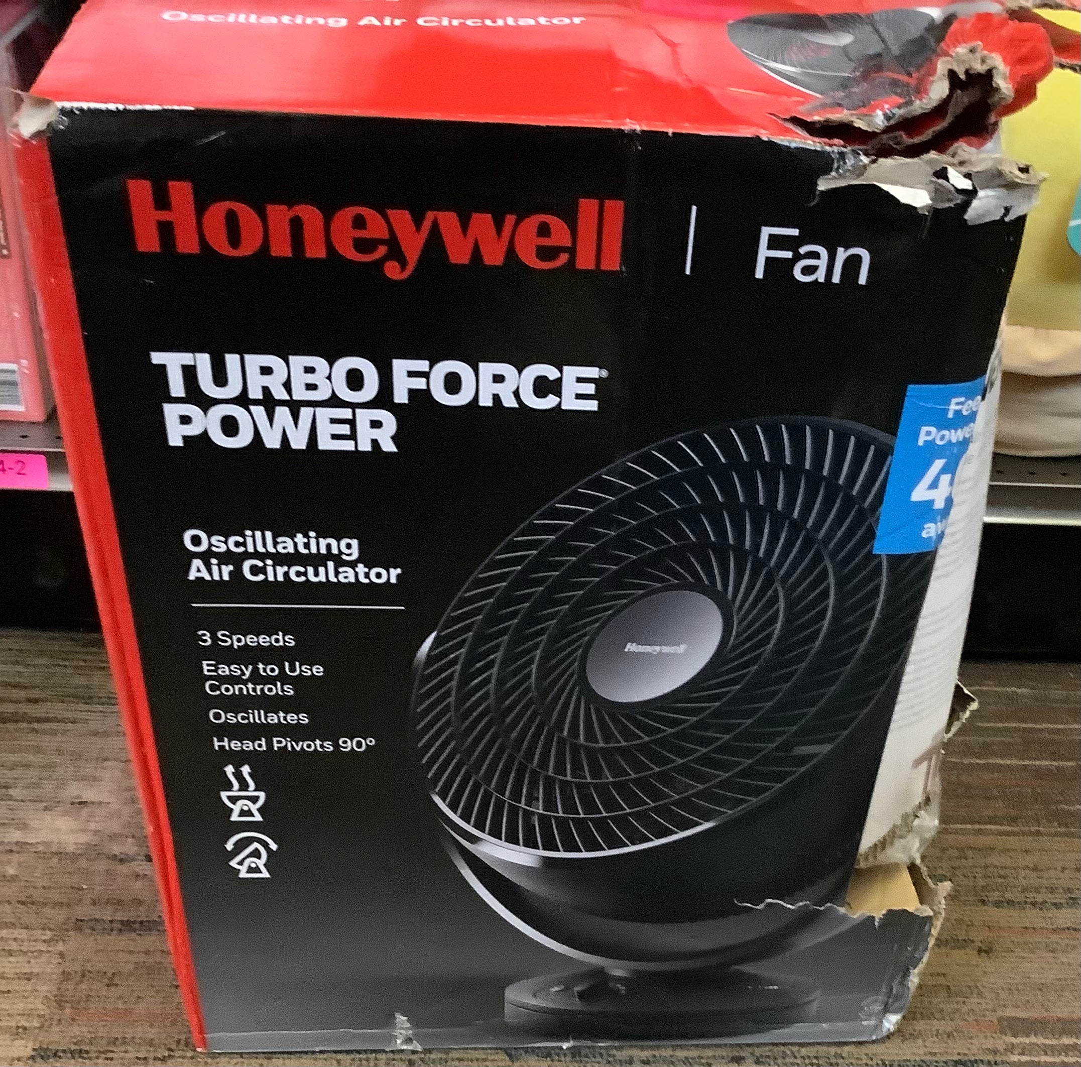 DAMAGED BOX!!!!! Honeywell HF710 Turbo Force Oscillating Floor Fan Bla ...