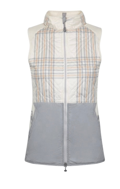 NEW!!! Peter Millar Ladies Ivory British Grey Plaid Lizzie Hybrid Vest