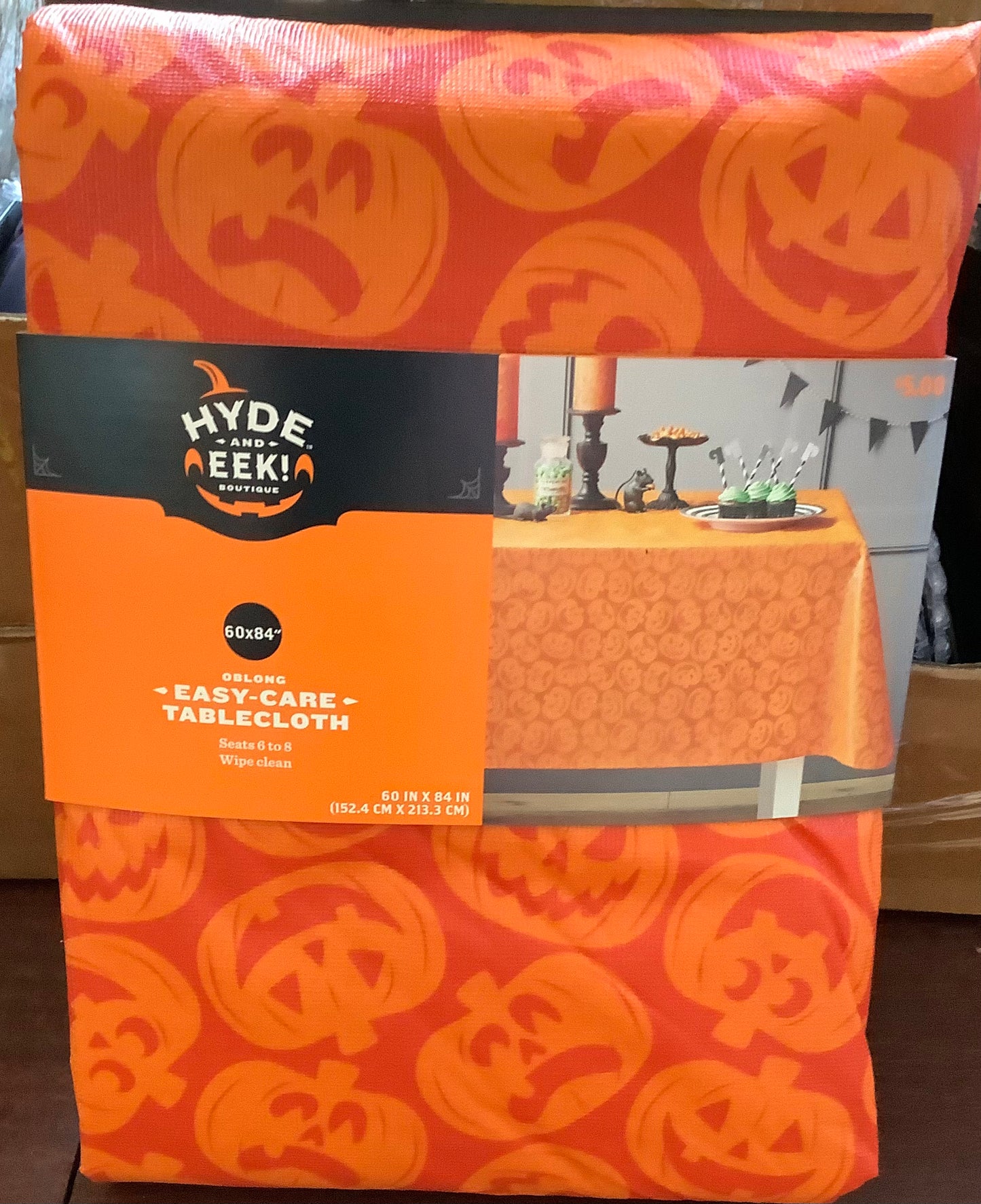 Halloween 60"x84" Orange Pumpkin Easy Care Tablecloth