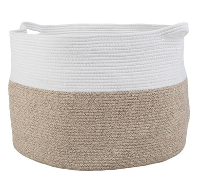 Home-Complete XL Woven Rope Basket Natural: Coiled Cotton Storage for Blankets, Large Circular Decorative
Basket, 21.7"