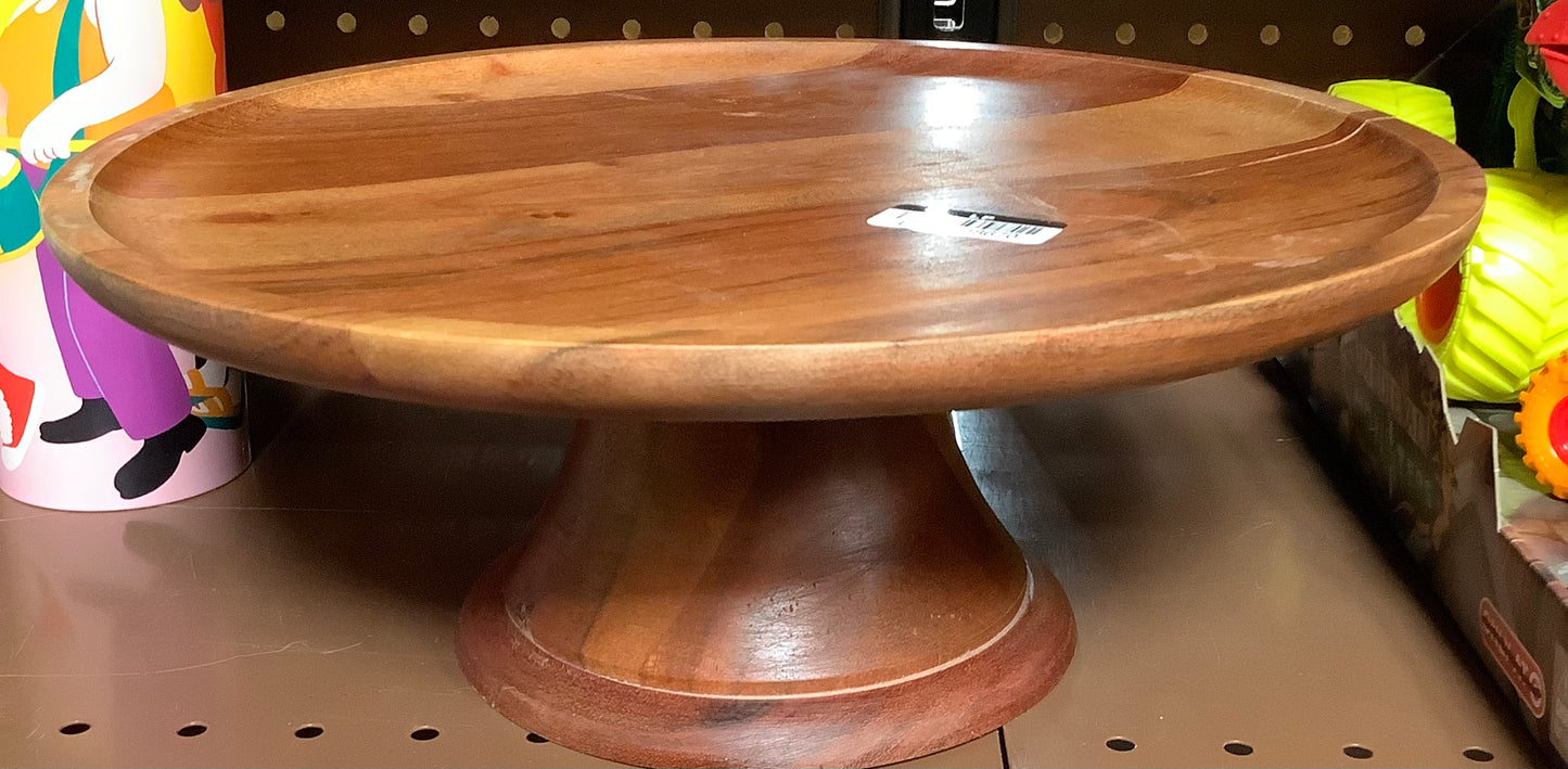 12" Wood Tall Cake Stand