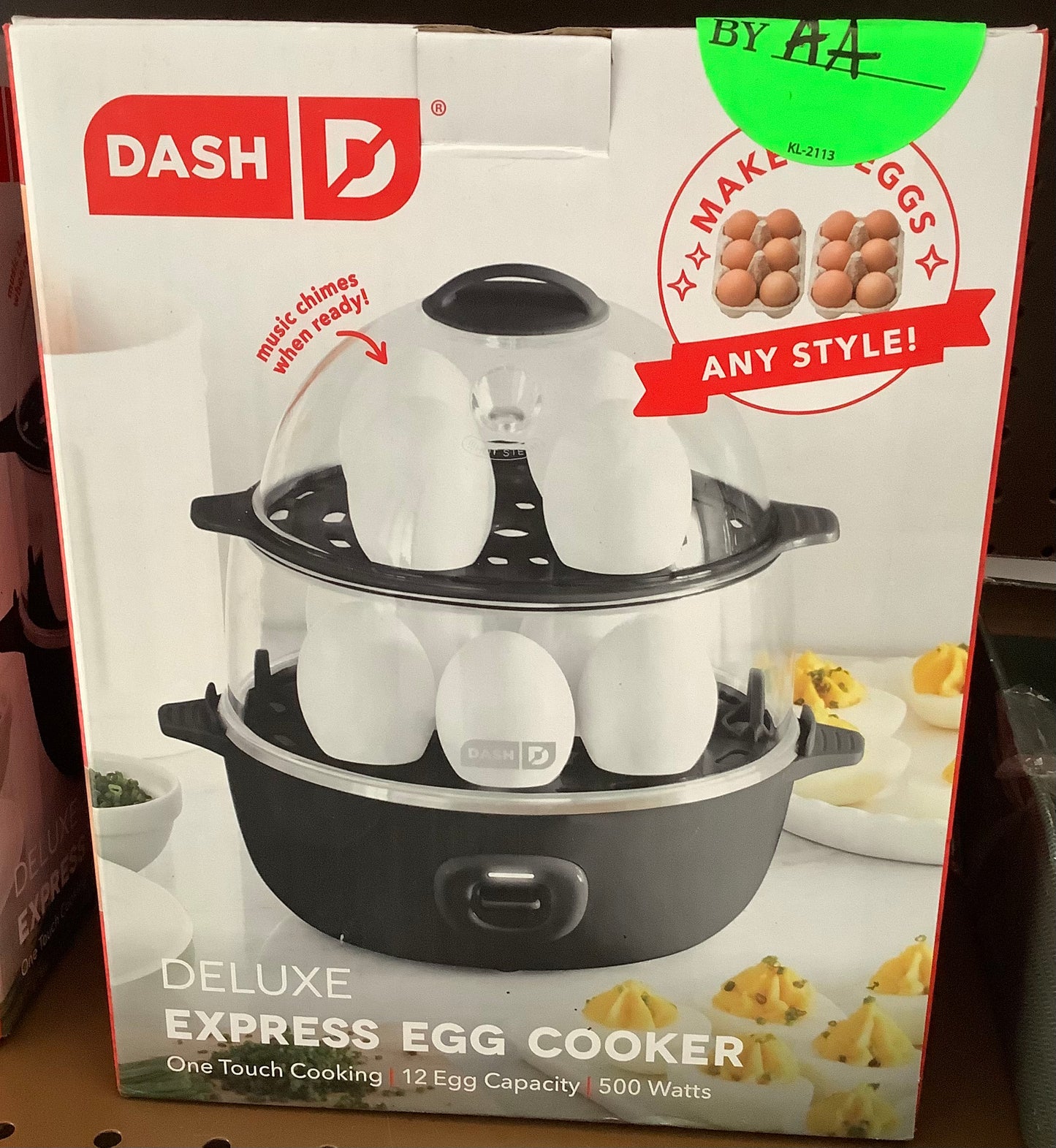 Deluxe Express Egg Cooker: Dash 12-Egg Electric Cooker, Hard & Soft Boiled, Poaching, Dishwasher-Safe Parts, Black