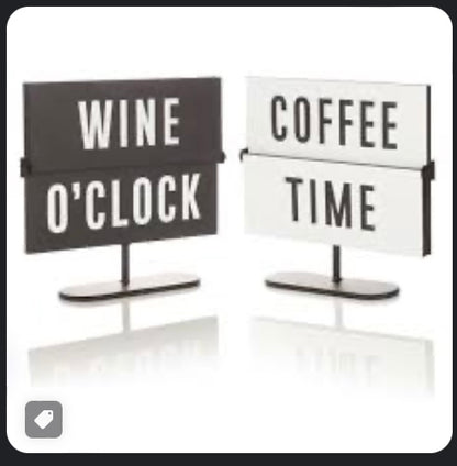 Crystal Art Gallery Mainstays Black & White Metal Wine and Coffee Tabletop Flip
Sign, 7.9" x 8.5"