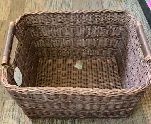 Rectangle Rattan Decorative Basket Dark Brown