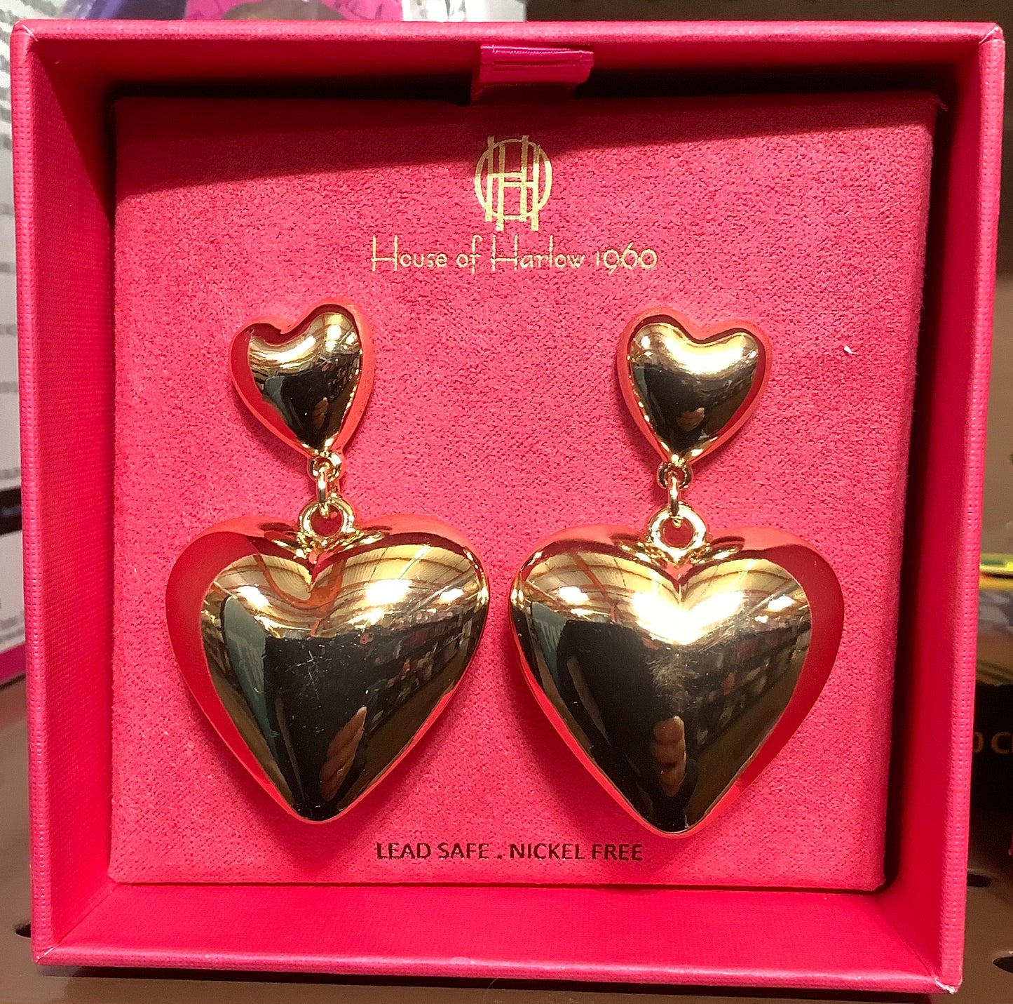 House Of Harlow 1960 Chunky 3-D Heart Drop Earrings