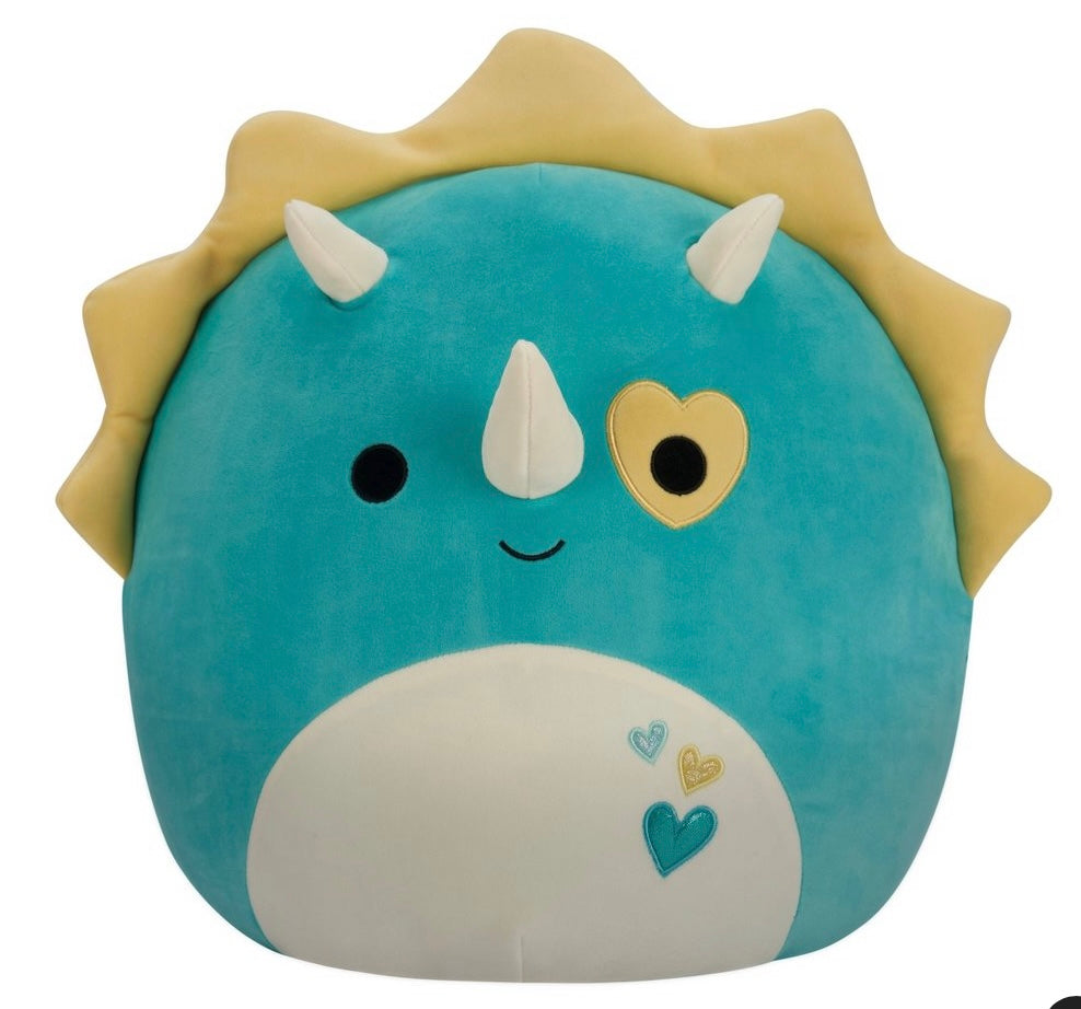 Squishmallows 16" Braedon Teal Triceratops with Hearts
Large Plush