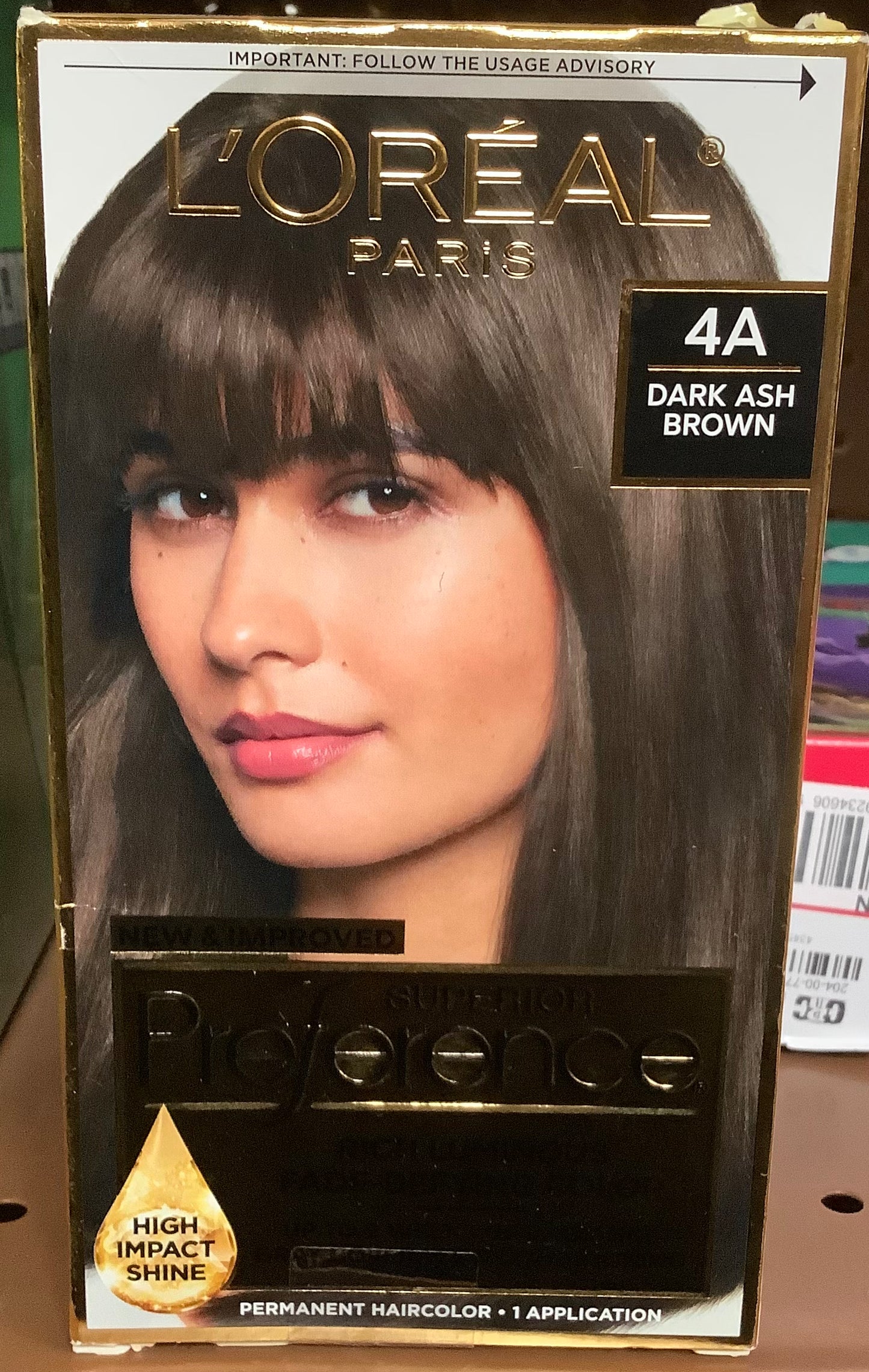 L'Oreal Paris Superior Preference Fade-Defying Color + Shine
System - 6.5 fl oz - 4A Dark Ash Brown - 1 Kit