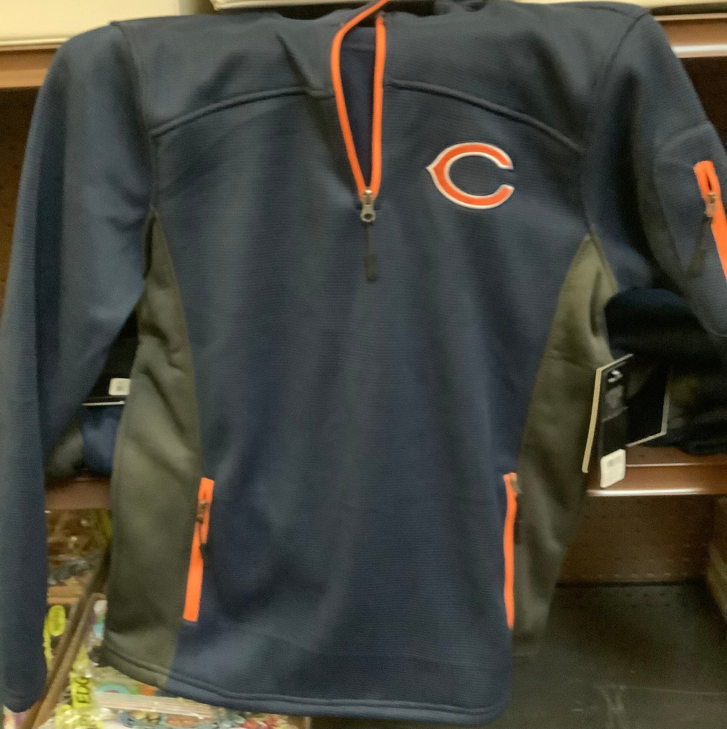 Mens Chicago Bears Logo Pacer Half-Zip - Navy