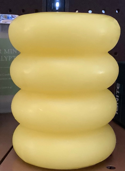 Shaped Pillar Candle Stacked Yellow - CLEARANCE